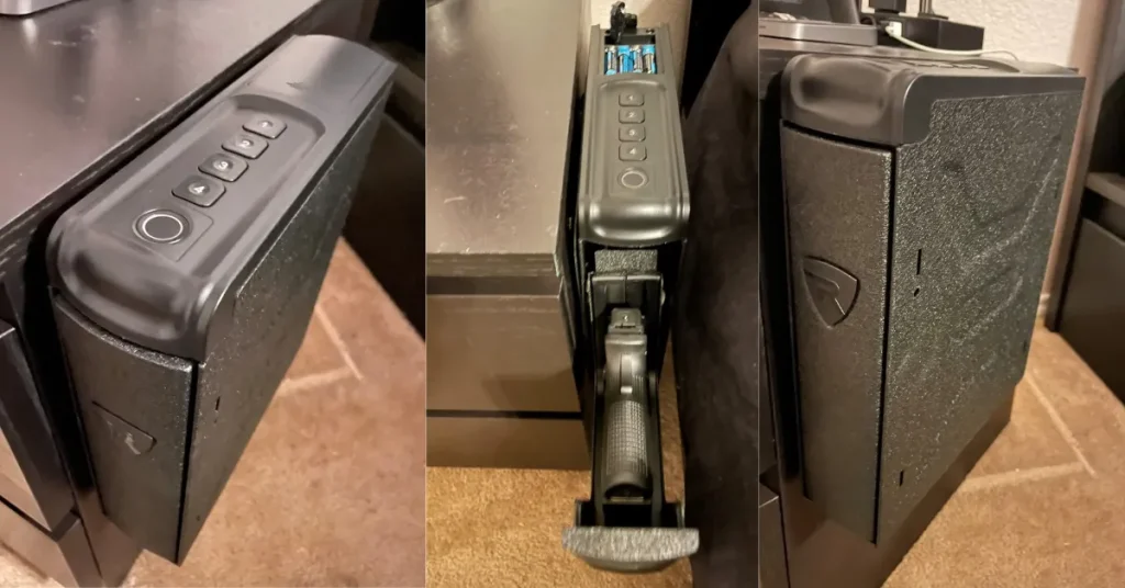 Best Slider Pistol Safe 4 RPNB Gun Safe,Mounted Biometric Nightstand Handgun Safe with Quick Access Sliding Door